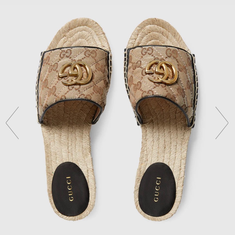 GUCCI GG'S MATELASSÉ CANVAS ESPADRILLE SANDAL